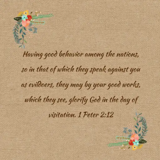 1 Peter 2:12 - Good Behavior Good Works - Bible Verses To Go