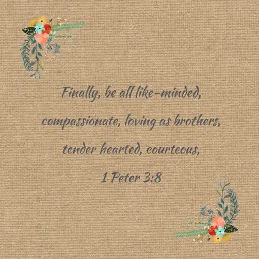 1 Peter 3:8 - Compassionate and Tender Hearted - Bible Verses To Go