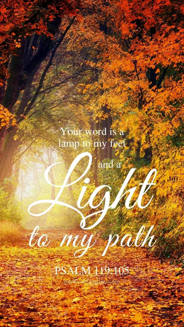Autumn Path Psalm 119:105 – Encouraging Bible Verses