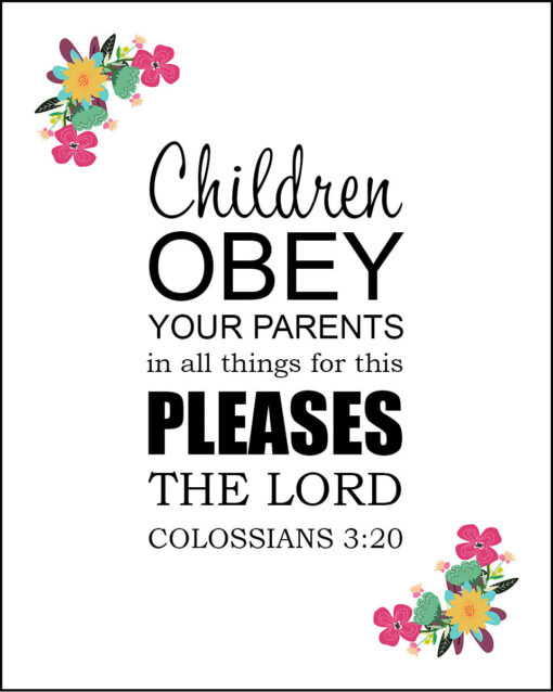 Colossians 3:20 - Children Obey - Bible Verses To Go