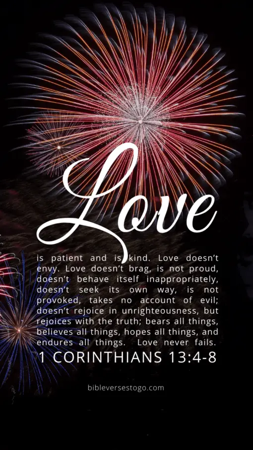 Christian Wallpaper – Fireworks 1 Corinthians 13:4-8