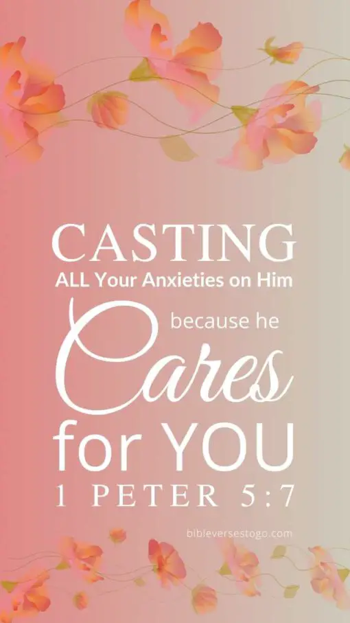 Christian Wallpaper – Floral Pink 1 Peter 5:7