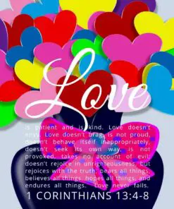 Christian Wallpaper – Heart Vase 1 Corinthians 13:4-8