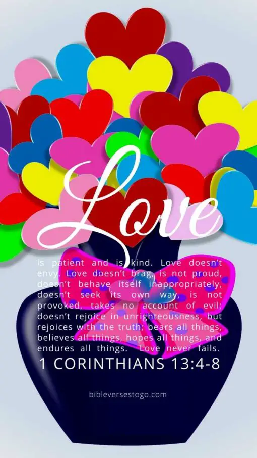 Christian Wallpaper – Heart Vase 1 Corinthians 13:4-8