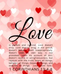 Christian Wallpaper – Hearts 1 Corinthians 13:4-8