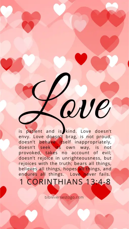 Christian Wallpaper – Hearts 1 Corinthians 13:4-8