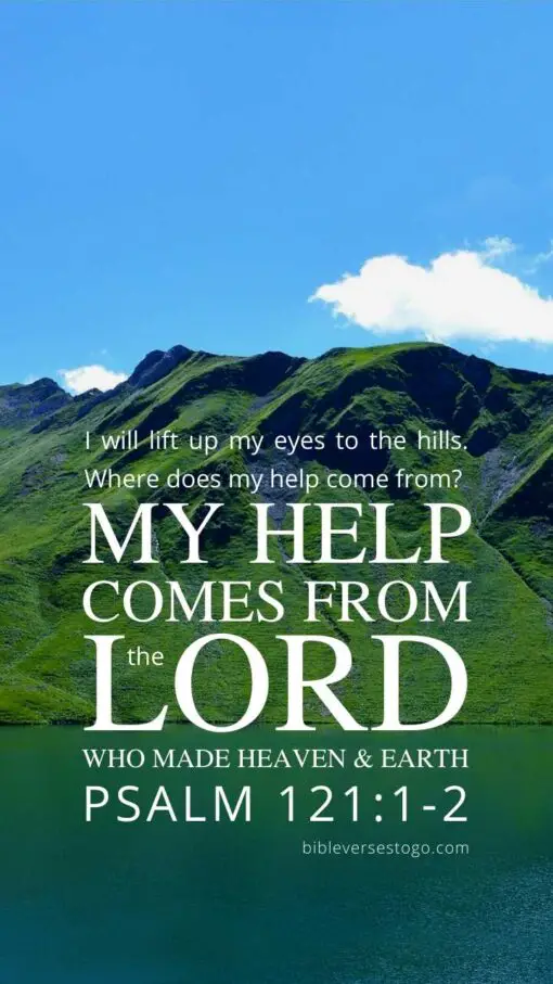 Christian Wallpaper - Hills n Lake Psalm 121:1-2