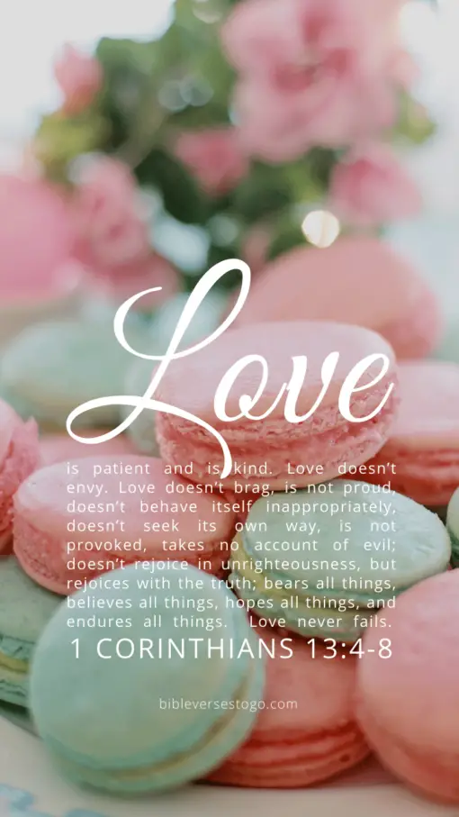Christian Wallpaper – Macarons 1 Corinthians 13:4-8