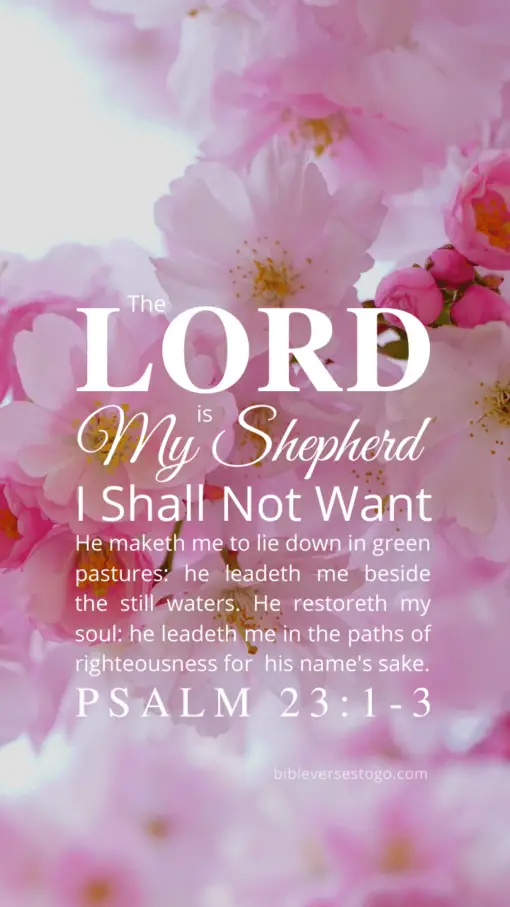 Christian Wallpaper – Pink Bloom Psalm 23:1-3