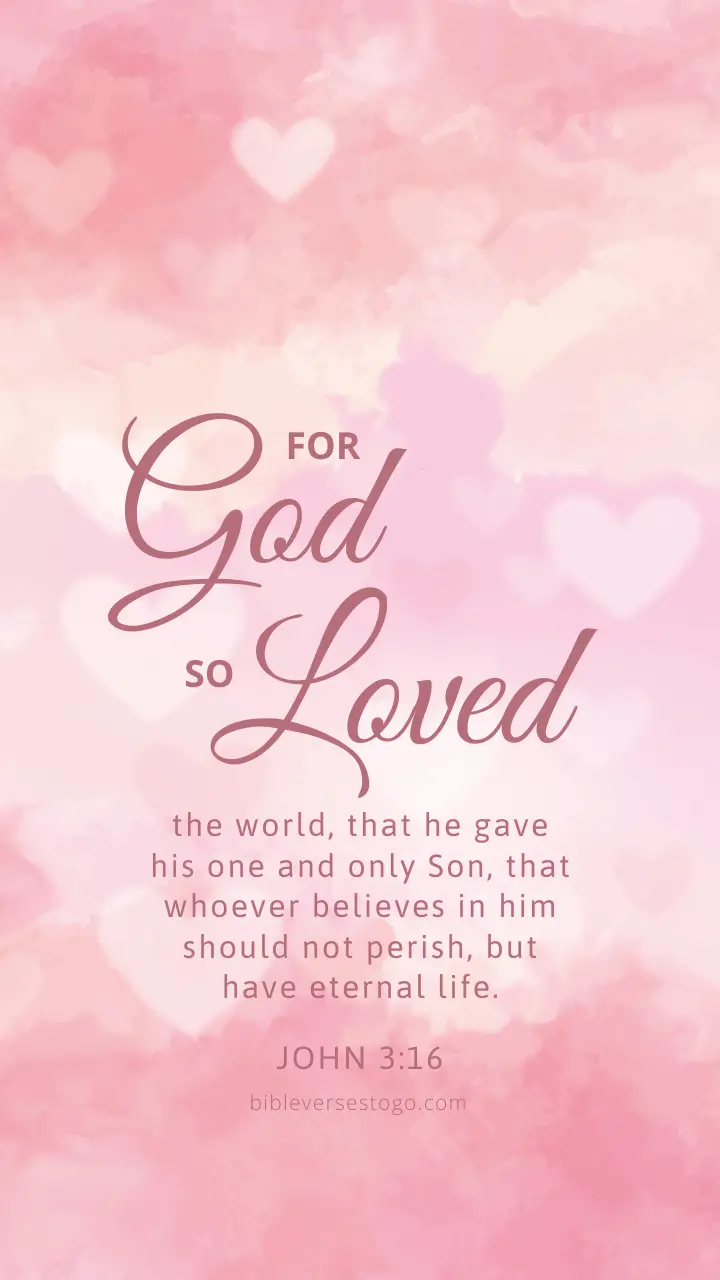Pink Heart John 3:16 - Encouraging Bible Verses