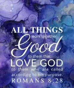 Christian Wallpaper – Purple Romans 8:28