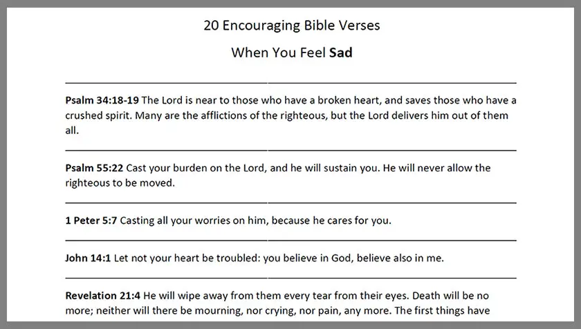 20 Verses For Sadness DOWNLOAD Encouraging Bible Verses