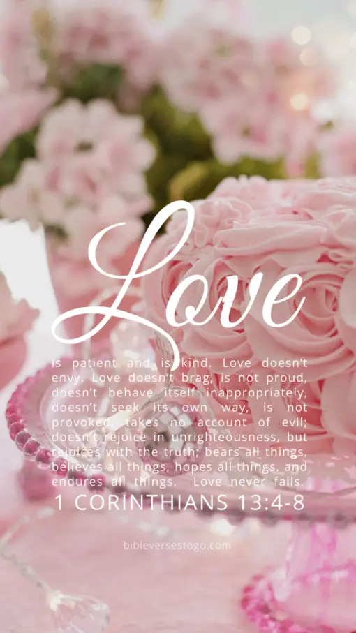 Christian Wallpaper – Soft Pink 1 Corinthians 13:4-8