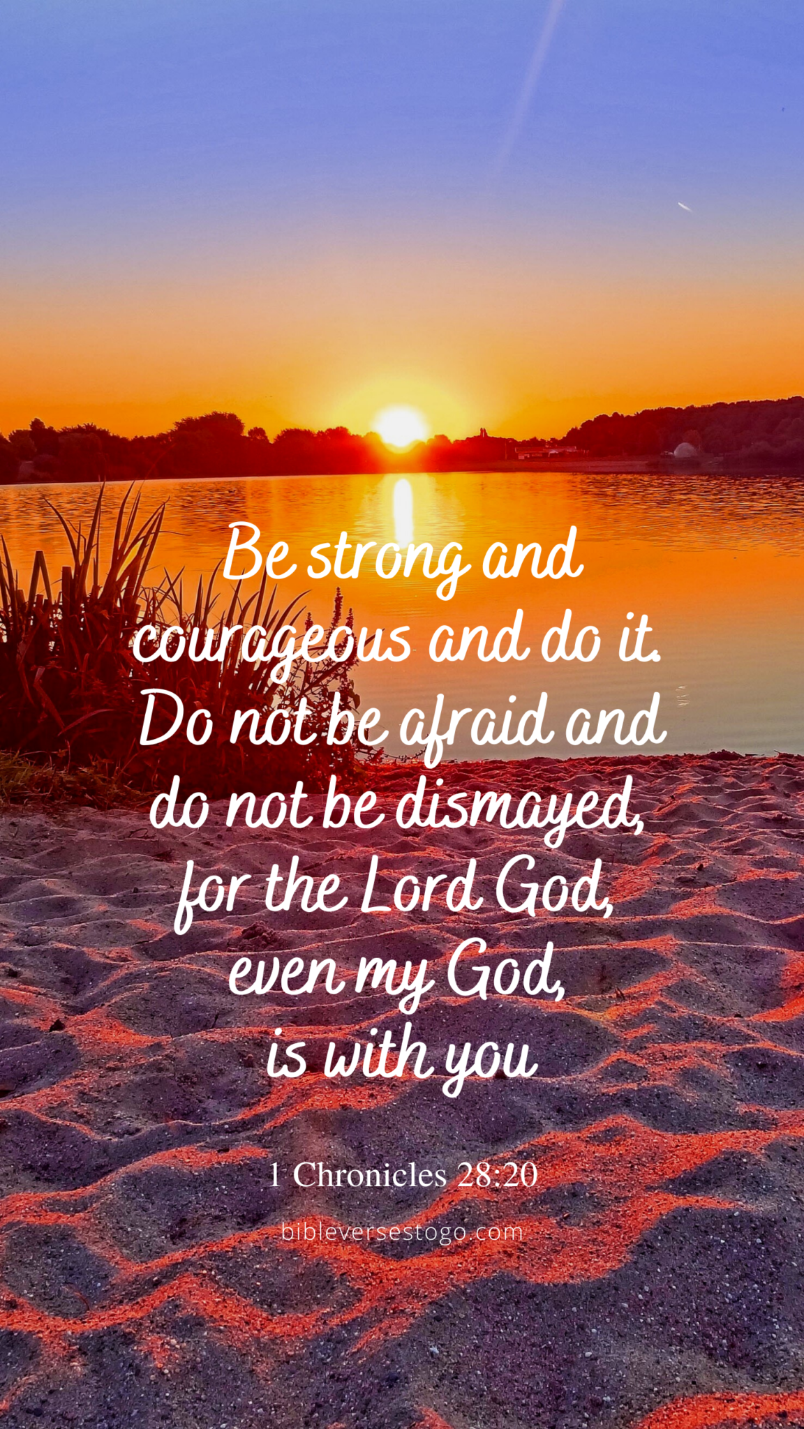 Sunset Sand 1 Chronicles 28:20 – Encouraging Bible Verses