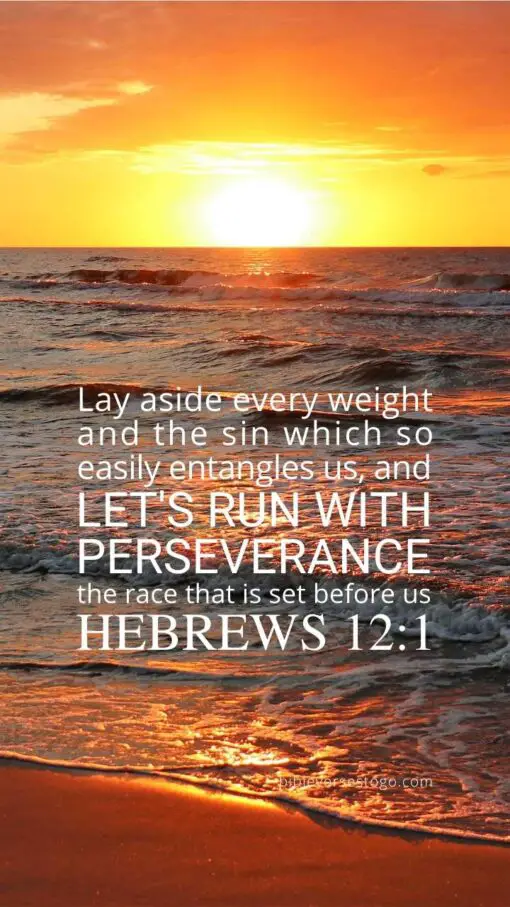 Christian Wallpaper - Sunset Sea Hebrews 12:1